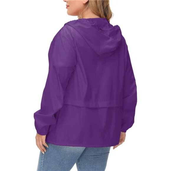 Plus Size Raincoat Women Waterproof Rain Jacket Packable Outdoor Hooded - Picture 3 of 6